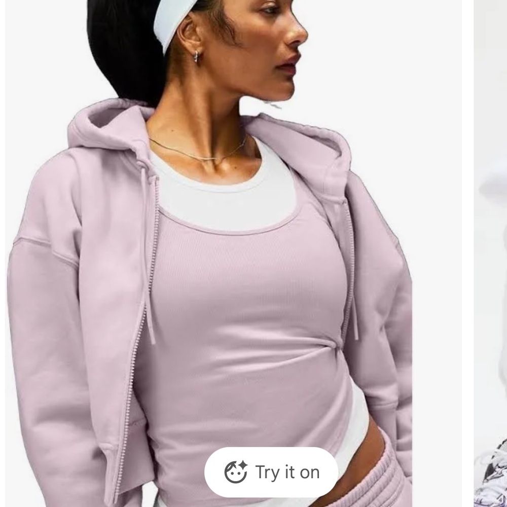 Athleta Forever Fleece Crop Full Zip - Lilac Sky